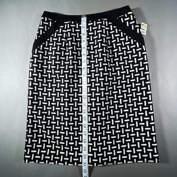 NWT Talbots Pencil Skirt Wool Black White Patterned Pockets Lined Size 2 - Picture 7 of 14